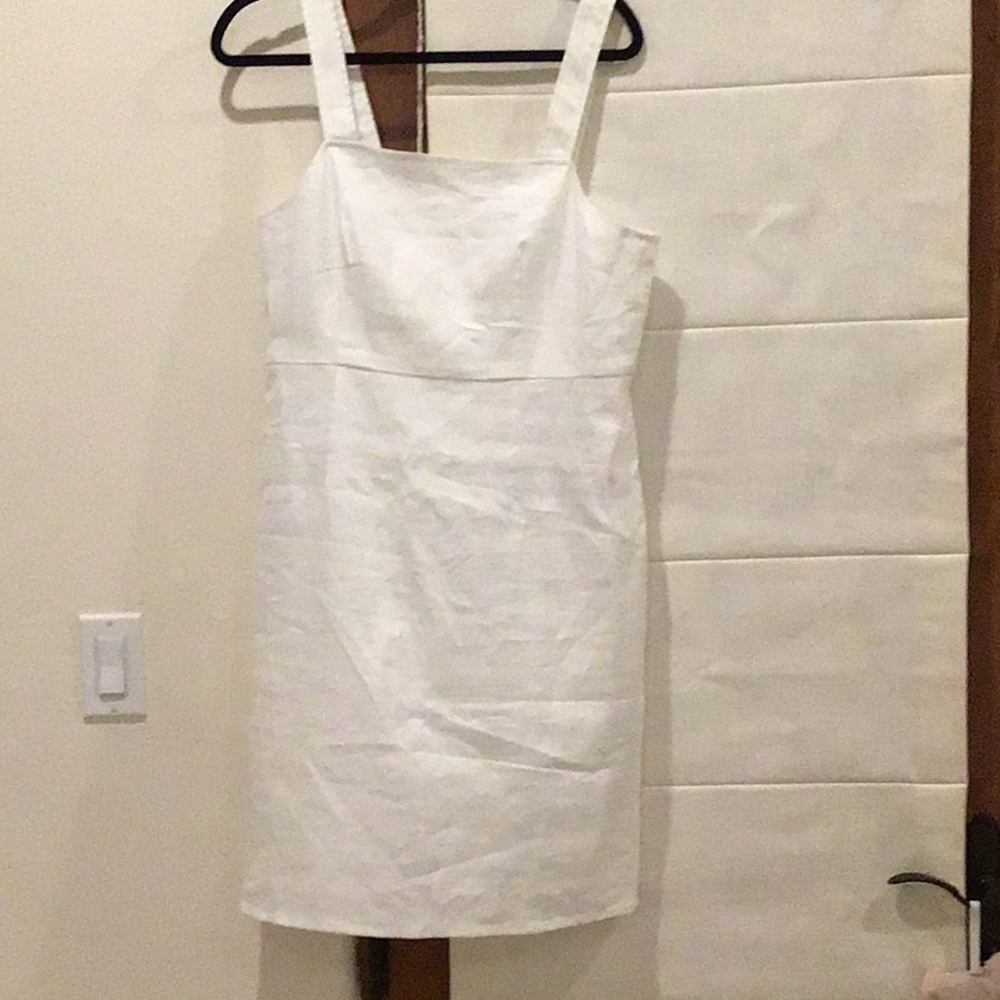 J. Crew White Sheath Mini Dress Square Neck Sleeveless
